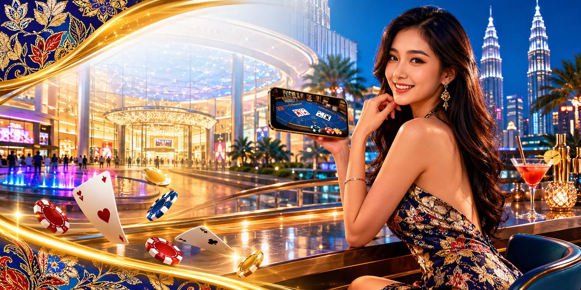 Permainan Baccarat langsung bertemakan batik Malaysia di meja kasino Kuala Lumpur