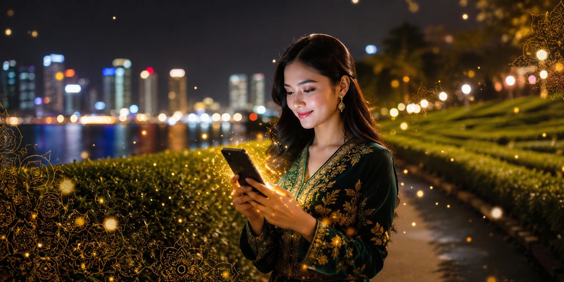 Pengguna Malaysia menikmati kasino dalam talian melalui telefon pintar di Pulau Pinang bersama 4dking